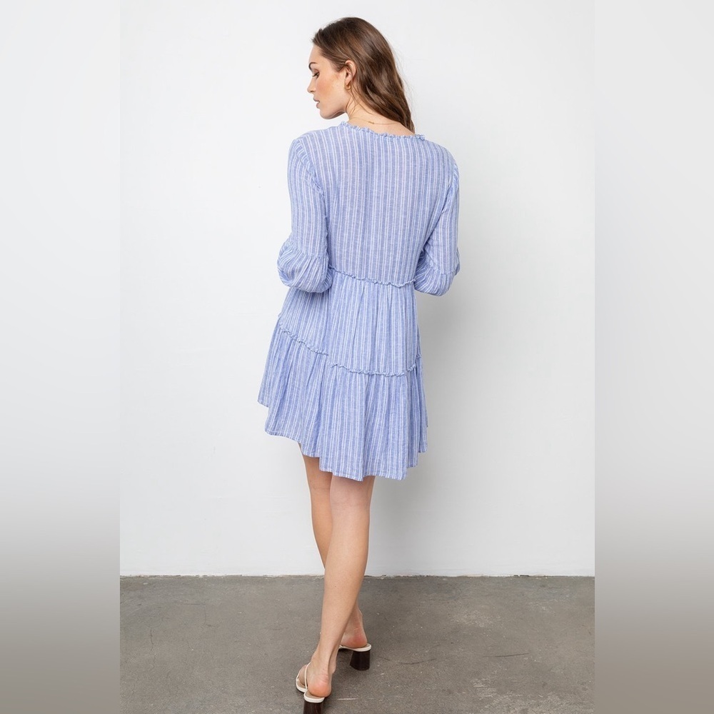RAILS Everly Dress in Ludlow Stripe  Light Blue Long Sleeve Dress Size Medium - Picture 3 of 12